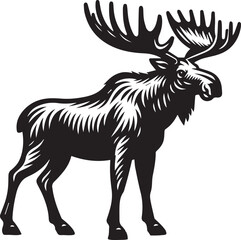 Moose Vector In Black and White