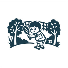 Cartoon Boy Tennis Player in Garden Illustration Taruke Hide and seek seeker