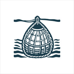 Woven Fish Trap Icon Silhouette on Water Rianga Fish trap woven shape