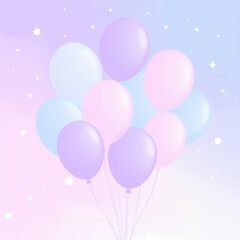 パステル風船と星のキラキラ背景イラスト