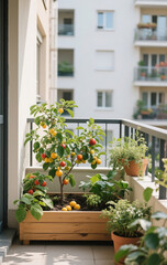 mini vegetable garden on the apartment balcony vibe calm and relax