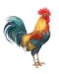 Fototapeta premium rooster isolated on white watercolor illustration