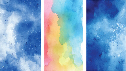 set of bright colorful watercolor texture background. The color splashing on the paper stone texture.