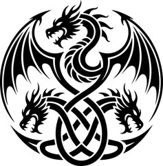 Obraz premium Indian Dragon tattoos vector bundle