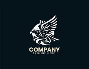 Obraz premium Eagle flying over mountain peaks in bold vector logo with wild nature concept