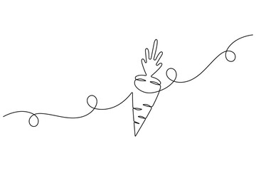 Carrot vegetable in continuous one line art drawing style minimalist single line unique carrot plant growing  vector illustration.