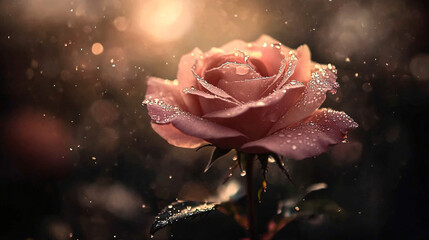 pink rose with water drops