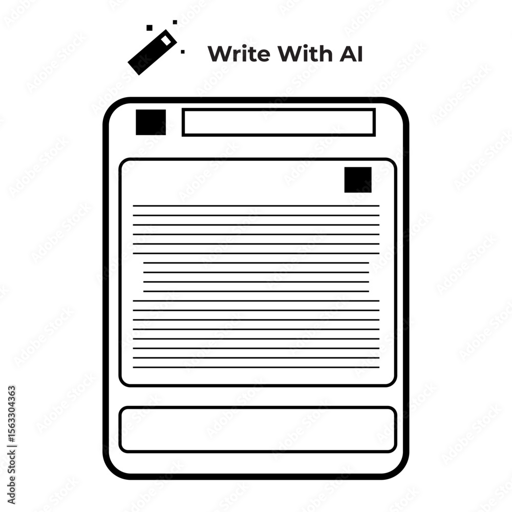 Fototapete vector illustration of someone writing with the help of artificial intelligence, showing ai-generate