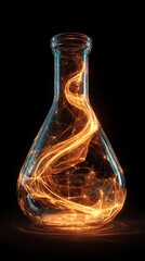 Vibrant photo of glowing Abstract Flask Representing Scientific Innovation in a Digital Concept.