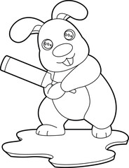 Rabbit Cricket Cricket bat Animal Vector Graphic Art Illustration