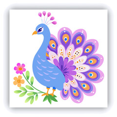 A vibrant and colorful peacock with its feathers fully displayed, showcasing the intricate patterns and shades of blue, green, and turquoise	