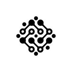 A white 3D abstract globe featuring an organic pattern of black dots and interconnected nodes, evoking molecular structures, neural networks, or data connectivity. This modern tech icon symbolizes art