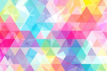 Fototapeta premium Vibrant Geometric Pattern with Triangles in Pink, Yellow, Blue, White, and Green, Gradient Background, Abstract Vector Illustration, Wallpaper or Digital Art Backdrop