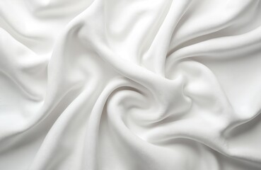 Obraz na płótnie Canvas White soft jersey fabric texture. Smooth surface, wave pattern. Delicate textile material. Blank background. Textile for apparel, design, fashion, beauty industry. Soft light linen, cotton material,