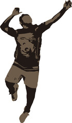 volleyball sport design, male doing smash in mid jump, silhouette.