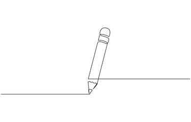 Fototapeta premium Pencil vector illustration with continuous one single line drawing, Single line drawing style on white background, vector design. Pencil Continuous Line Art