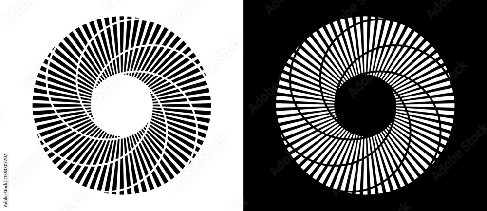 Canvas Prints abstract background with lines in circle. art design spiral as logo or icon. a black figure on a whi