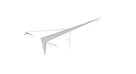 Hand-drawn illustration of a paper airplane, perfect for a children's book or educational material.