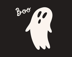 Cute ghost saying boo for spooky halloween decoration