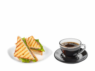 Grilled Sandwich with Black Coffee 