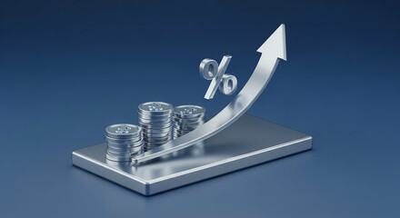 Silver Financial Growth Arrow Coin Percentage Chart Up Trend