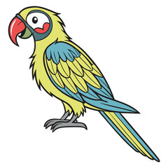 Colorful Parrot Bird Isolated on White Background Vector Illustration