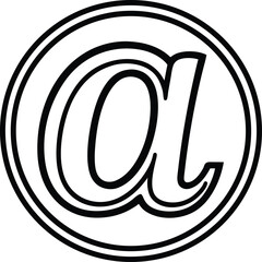  Black at symbol vector icon simple email communication internet address sign illustration
