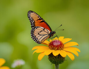 Fototapeta premium butterfly on flower, butterfly on flower HD 8K wallpaper Stock Photographic Image