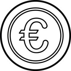  Euro currency symbol vector icon black circle design for money finance and banking sign