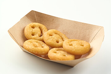 Fast food gourmet fried smiley face hash browns