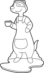 Meerkat Coffee Cup Animal Vector Graphic Art Illustration