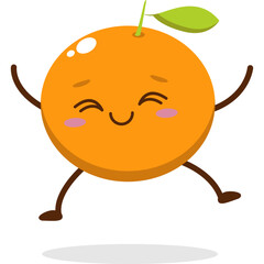 Cute orange character kawai vector for orange mascot. happy face, winking eye,. smile