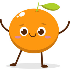 Cute orange character kawai vector for orange mascot. happy face, winking eye,. smile