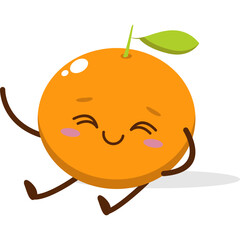 Cute orange character kawai vector for orange mascot. happy face, winking eye,. smile