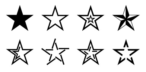 Star icons and logos, isolated stars collection, star symbol and logo vector in different styles
