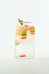 Hamburger soft candy Sprite soda filled with ice cubes to cool down