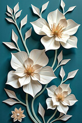 White flower bouquet on teal background 