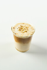 Iced coconut latte filled with ice cubes to cool you down
