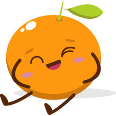 Cute orange character kawai vector for orange mascot. happy face, winking eye,. smile