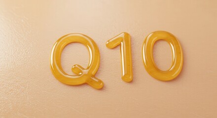 Coenzyme Q10 gel capsules on peach background in 3d illustration