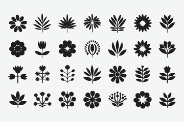 Flower icon set silhouettes, Abstract flower icon. vector