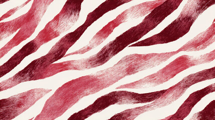 Red and white abstract zebra pattern with bold textured brush strokes, blending animal print inspiration and modern artistic design in a seamless, dynamic layout.