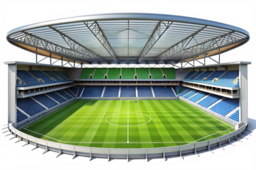  modern football stadium ready to socccer match isolated on white background PNG  , AI GENERATED