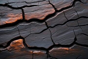 A close up of a crack in a tree trunk