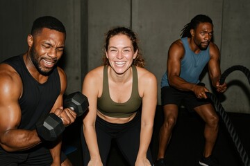 Obraz premium Energetic group fitness training