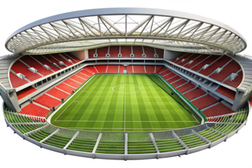  modern football stadium ready to socccer match isolated on white background PNG  , AI GENERATED