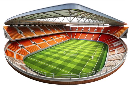  modern football stadium ready to socccer match isolated on white background PNG  , AI GENERATED
