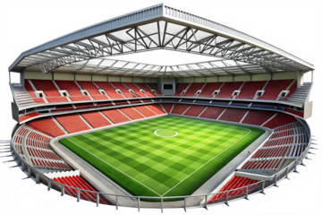  modern football stadium ready to socccer match isolated on white background PNG  , AI GENERATED