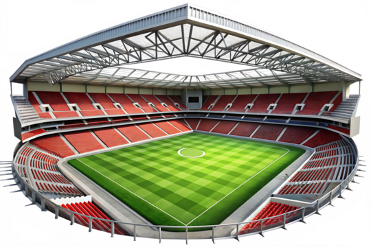  modern football stadium ready to socccer match isolated on white background PNG  , AI GENERATED