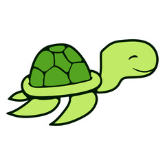 Water turtle child cute swims happy drawing Comic